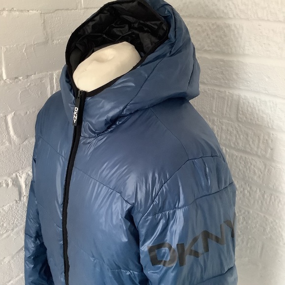 DKNY Puffer Jacket - Size L - Blue - Hooded - P2P 24” - Picture 8 of 8